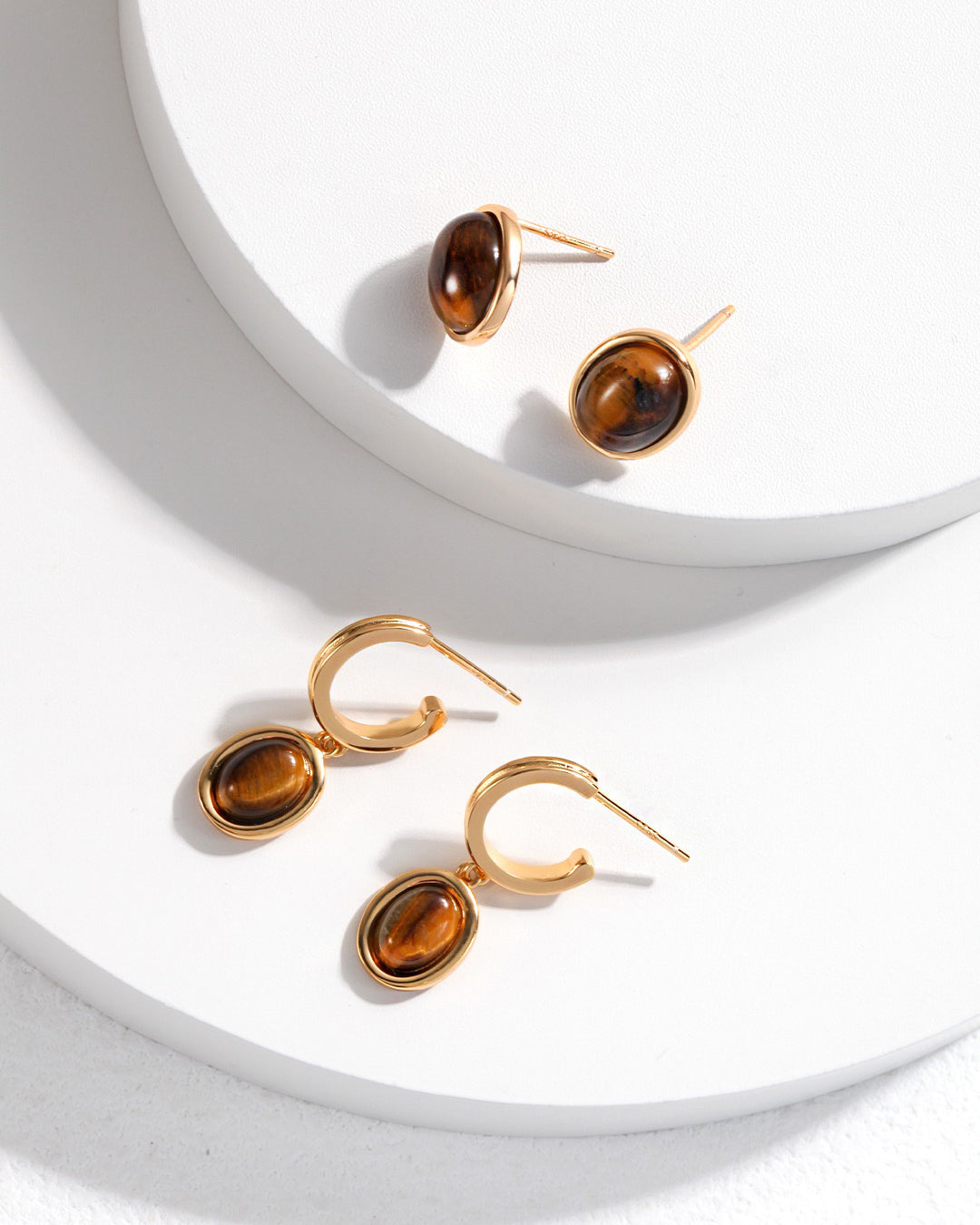 Nova Tiger's Eye Oval Earrings