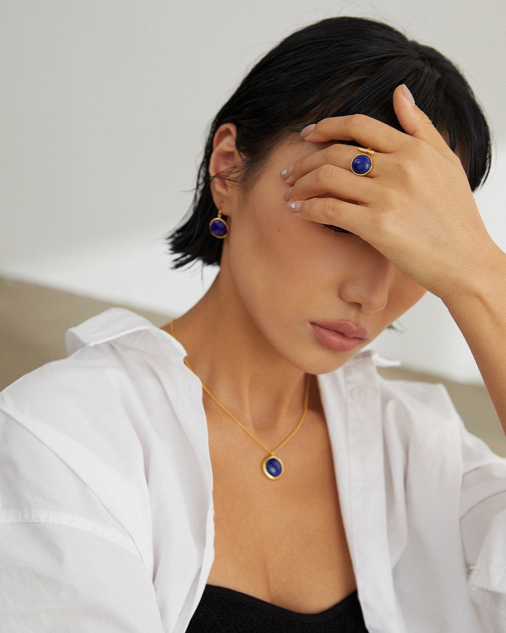 Sophia Round Lapis Lazuli Ring