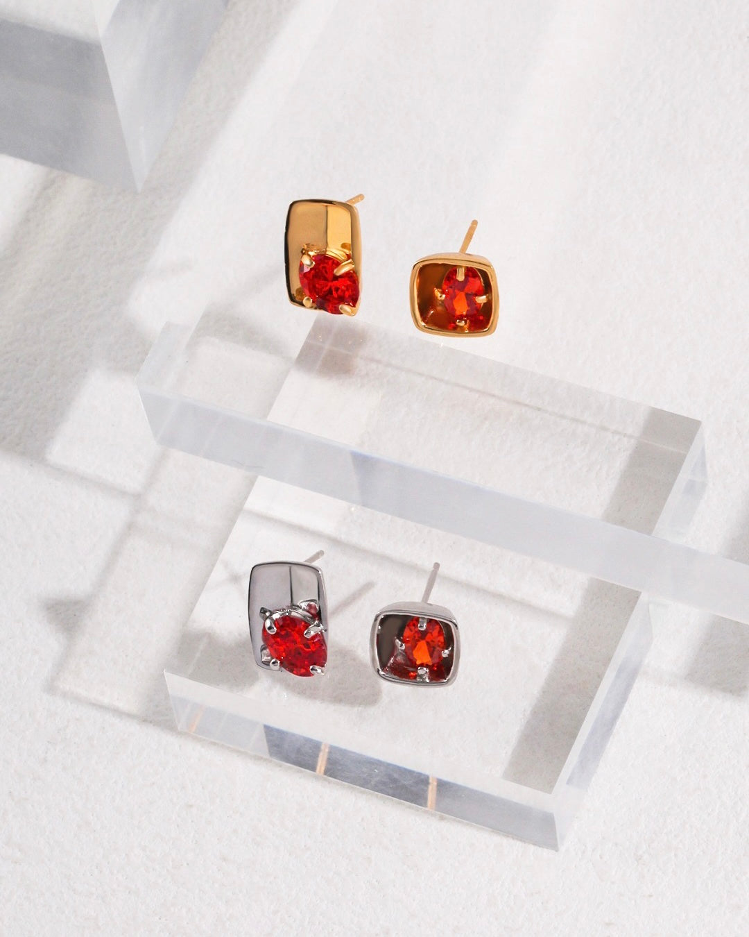 Ruby Asymmetrical Stud Earrings